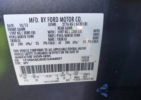 2014 Ford Explorer Xlt from USA, damaged, VIN 1FM5K8D80EGA94857